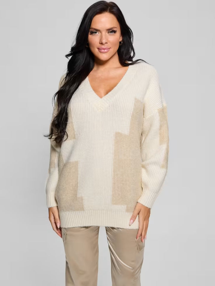 Guess Intarsia Color-Block Sweater