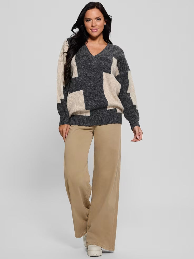 Guess Intarsia Color-Block Sweater