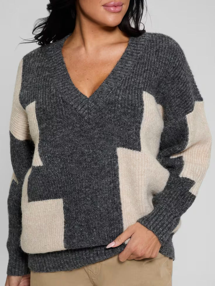 Guess Intarsia Color-Block Sweater