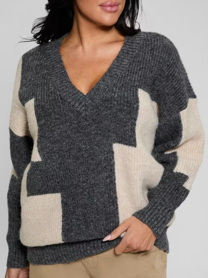 Guess Intarsia Color-Block Sweater