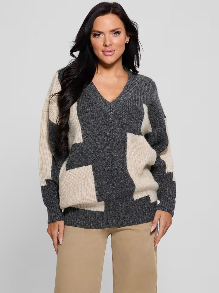 Guess Intarsia Color-Block Sweater