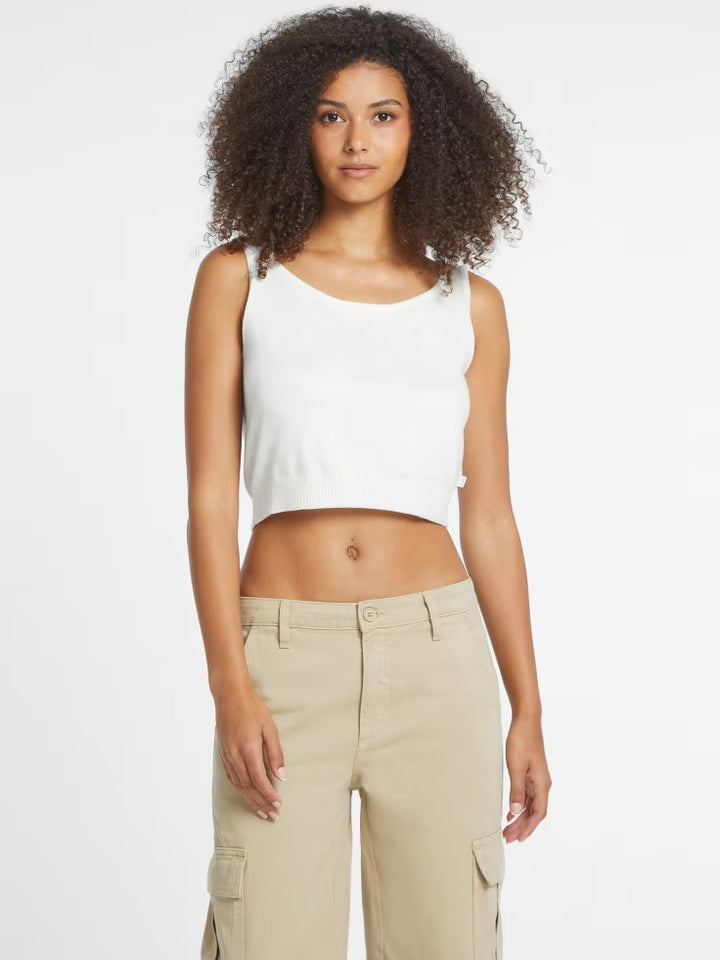 Guess Silk and Wool-Blend Scoop Logo Sweater Tank