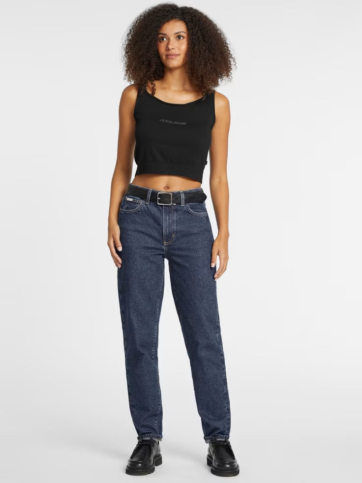 Guess Silk and Wool-Blend Scoop Logo Sweater Tank