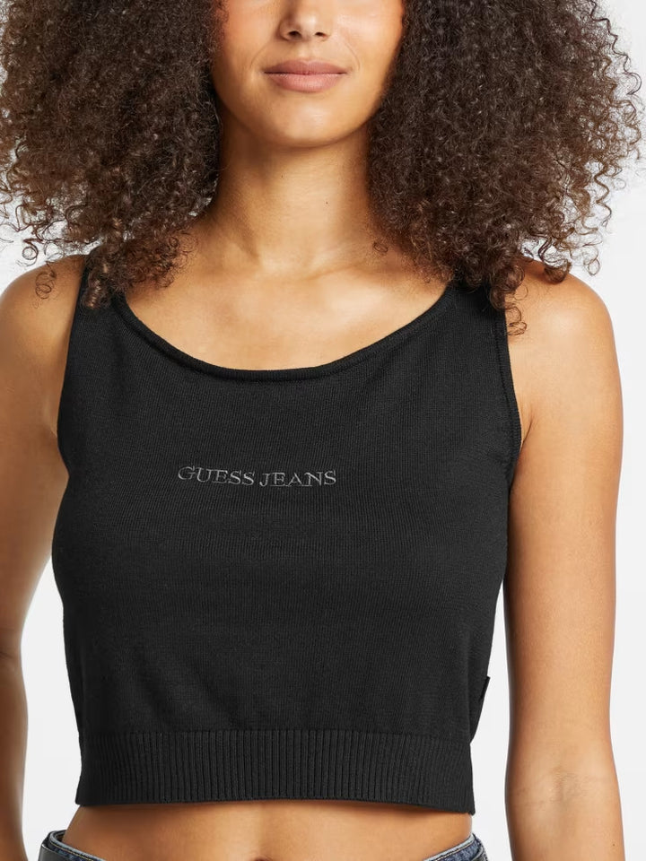 Guess Silk and Wool-Blend Scoop Logo Sweater Tank