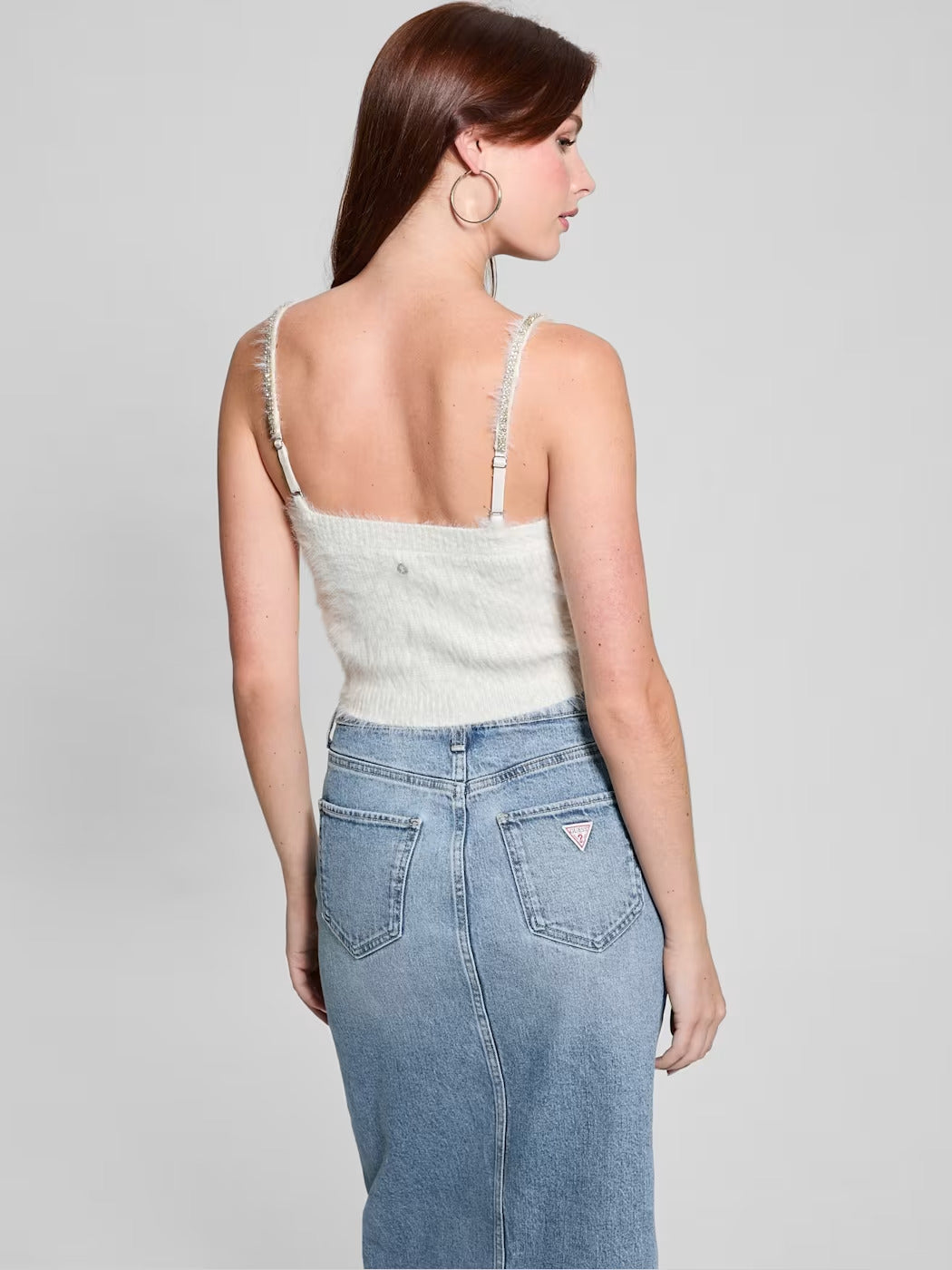 Guess Keyla Fuzzy Sweater Crop Cami