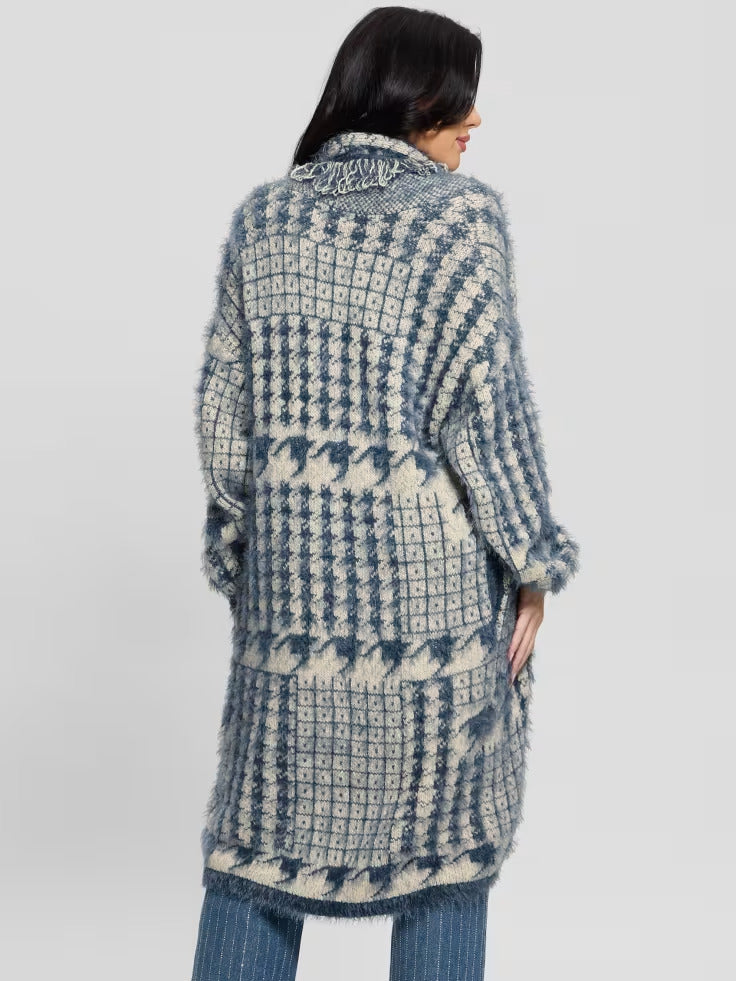 Guess Lee Fringed & Patchwork Long Cardigan
