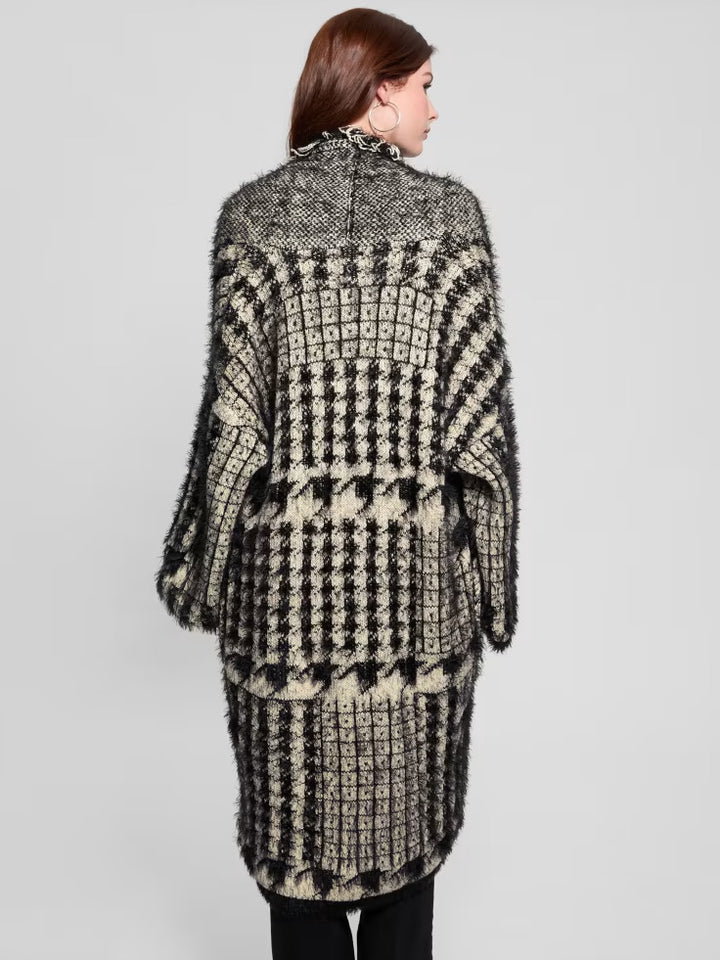 Guess Lee Fringed & Patchwork Long Cardigan
