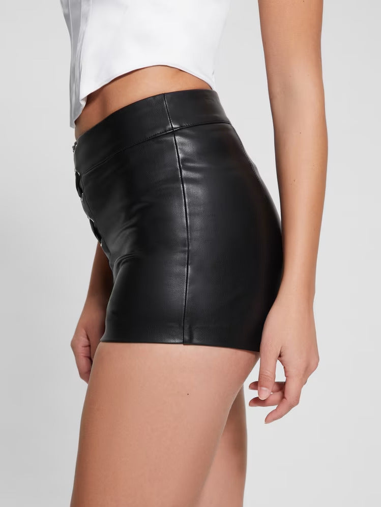 Guess Marissa Faux-Leather Lace Up Shorts