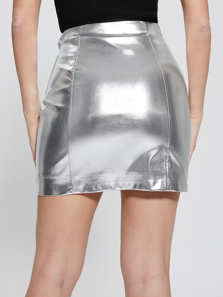 Guess Laura Faux-Leather Metallic Mini Skirt