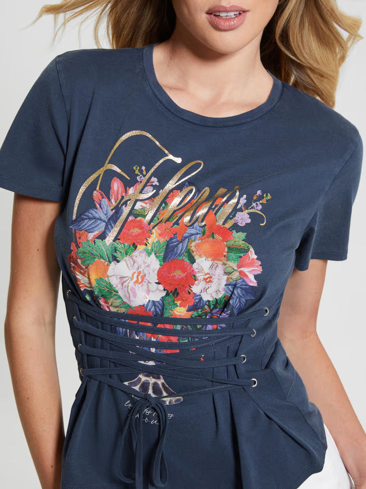 Guess Eco Fleur Lace-Up Tee