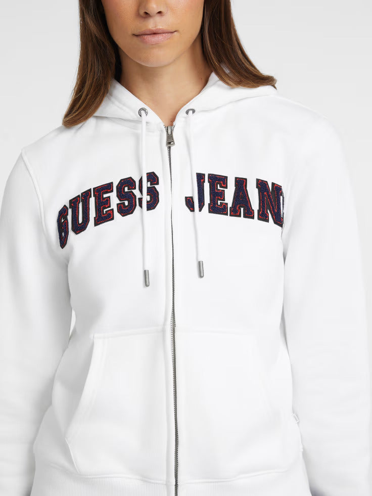 Guess Chenille Logo Patch Zip-Up Sweatshirt