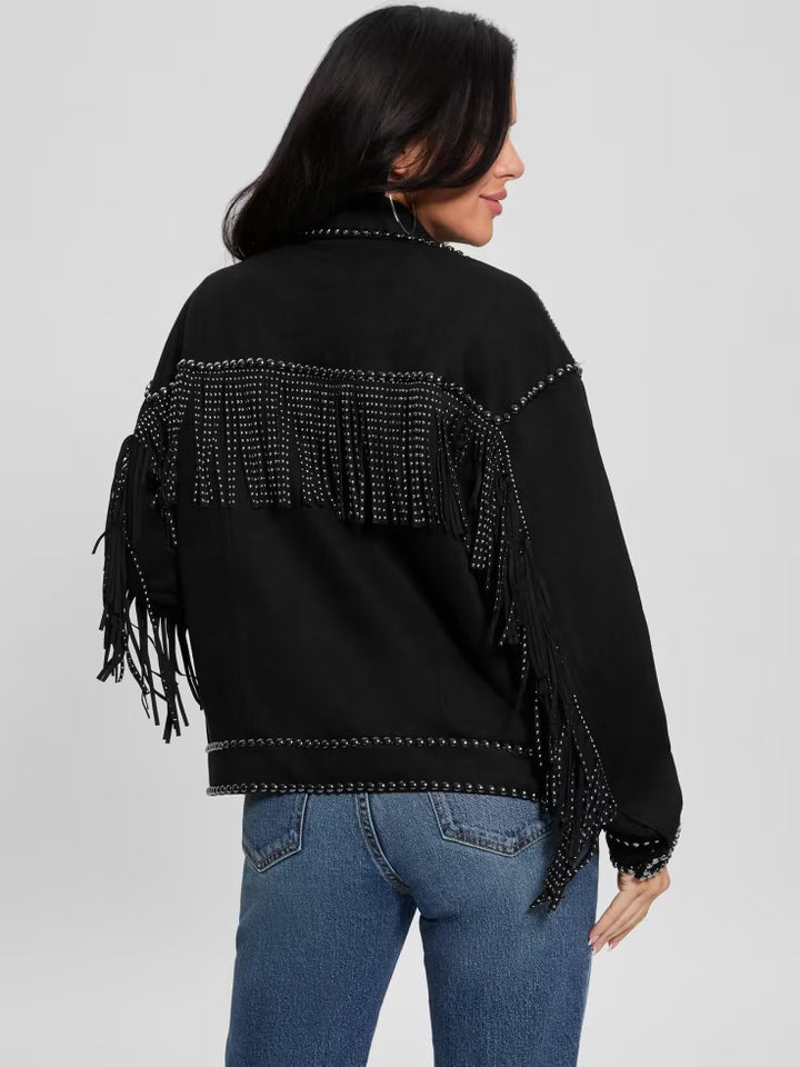 Guess Angelica Faux-Suede Studded Fringe Jacket
