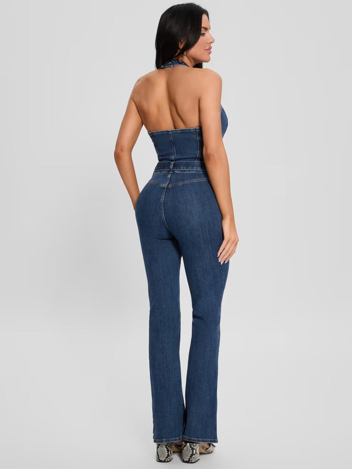 Guess Eco Claire Denim Halter Jumpsuit