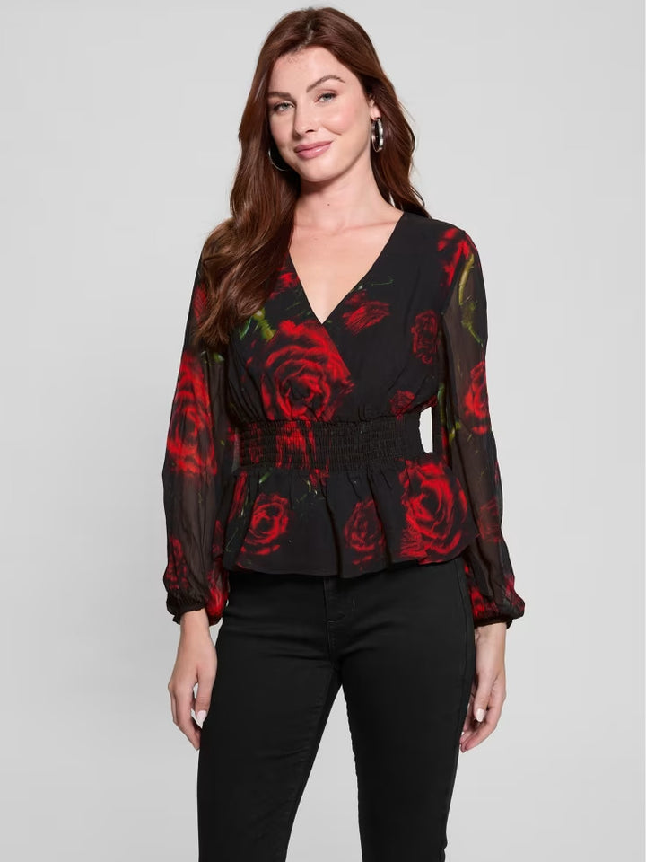 Guess Mishka Printed Chiffon Top