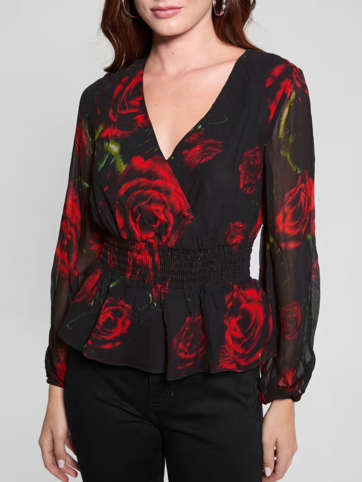 Guess Mishka Printed Chiffon Top