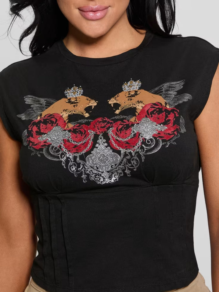 Guess Eco Twin Lioness Corset Tee