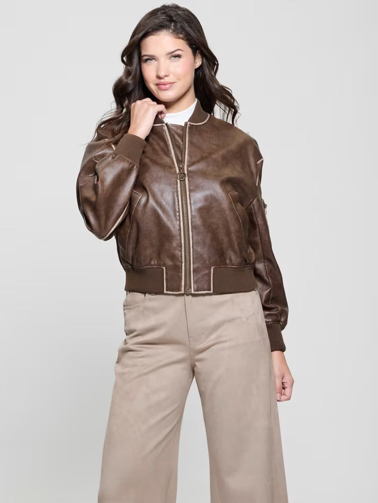 Guess Angelique Vintage Faux-Leather Flight Jacket