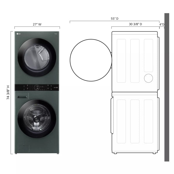 LG WKGX201HGA Single Unit Front Load LG WashTower™ with Center Control™ 4.5 cu. ft. Washer and 7.4 cu. ft. Gas Dryer