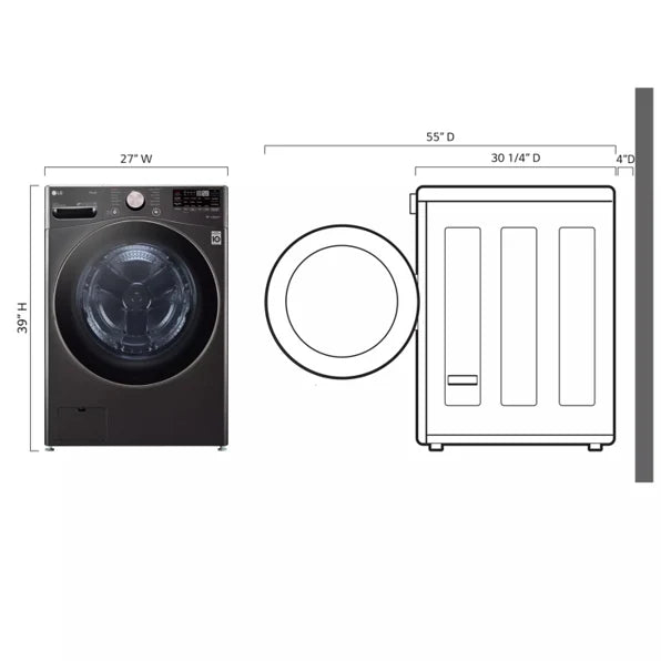 LG WM4000HBA 4.5 cu. ft. Ultra Large Capacity Front Load Washer - Black Steel