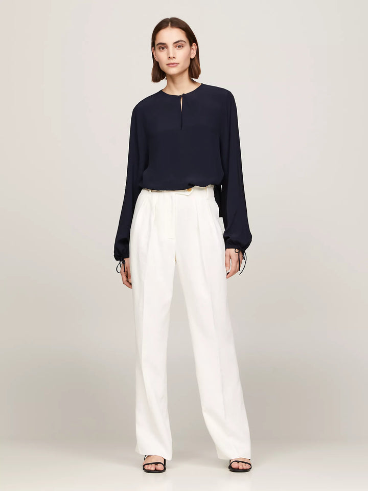 Tommy Hilfiger Relaxed Fit Keyhole Crepe Blouse