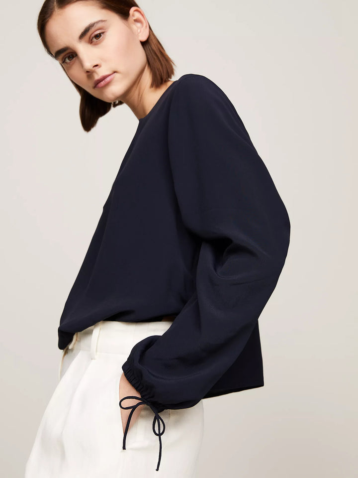 Tommy Hilfiger Relaxed Fit Keyhole Crepe Blouse
