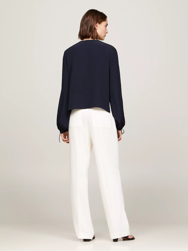 Tommy Hilfiger Relaxed Fit Keyhole Crepe Blouse