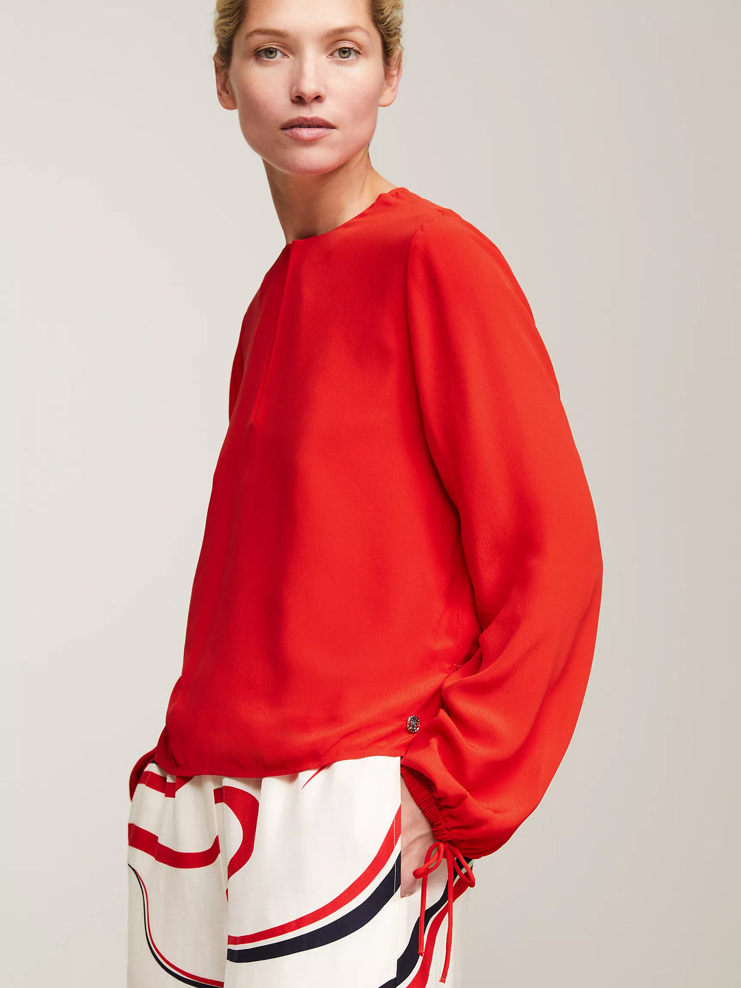 Tommy Hilfiger Relaxed Fit Keyhole Crepe Blouse