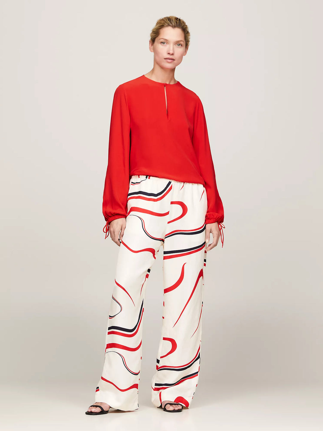 Tommy Hilfiger Relaxed Fit Keyhole Crepe Blouse