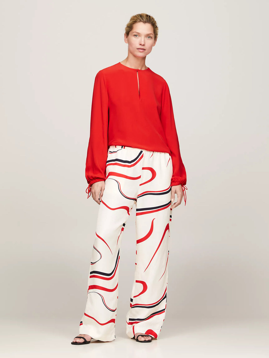 Tommy Hilfiger Relaxed Fit Keyhole Crepe Blouse