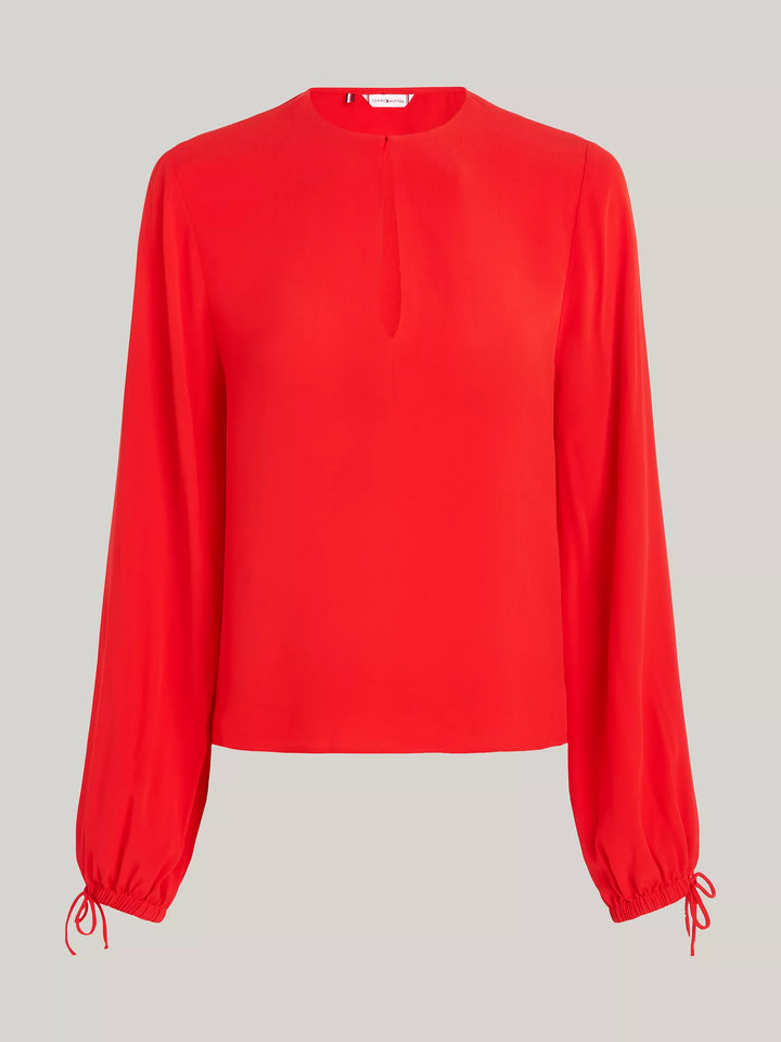 Tommy Hilfiger Relaxed Fit Keyhole Crepe Blouse