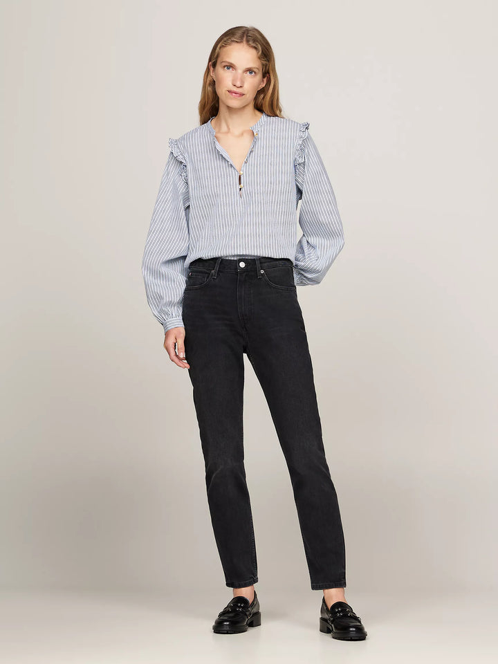 tommy Hilfiger Relaxed Fit Ruffle Stripe Top
