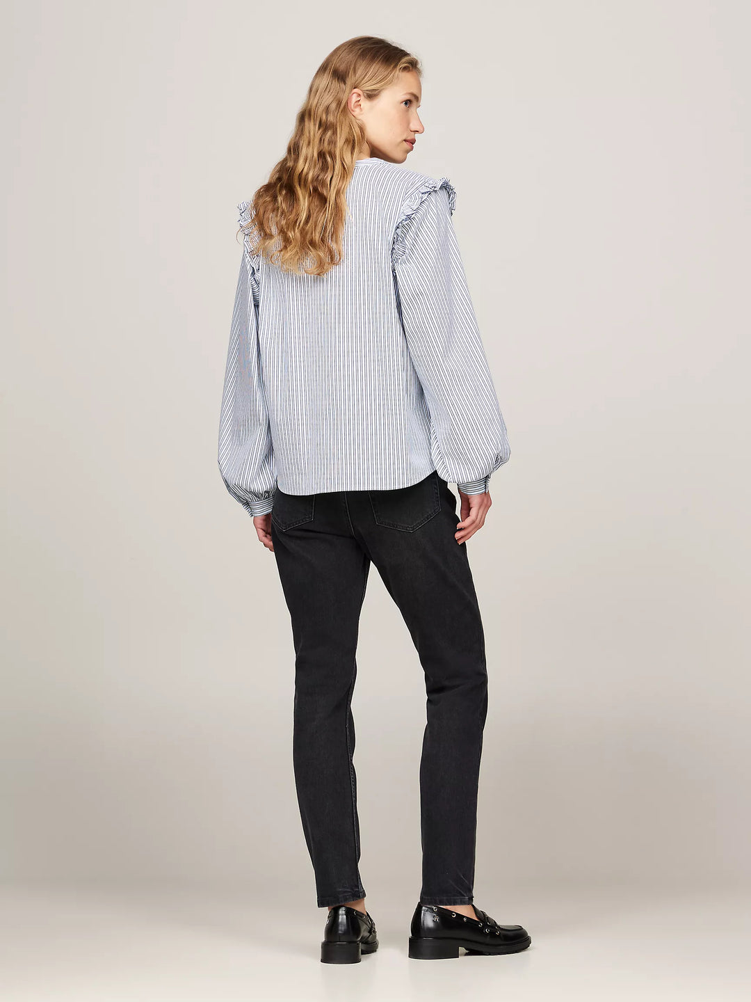 tommy Hilfiger Relaxed Fit Ruffle Stripe Top