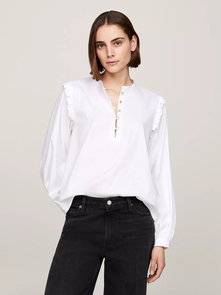 tommy Hilfiger Relaxed Fit Ruffle Stripe Top