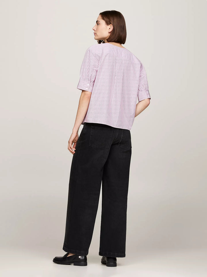 Tommy Hilfiger Relaxed Fit V-Neck Stripe Top