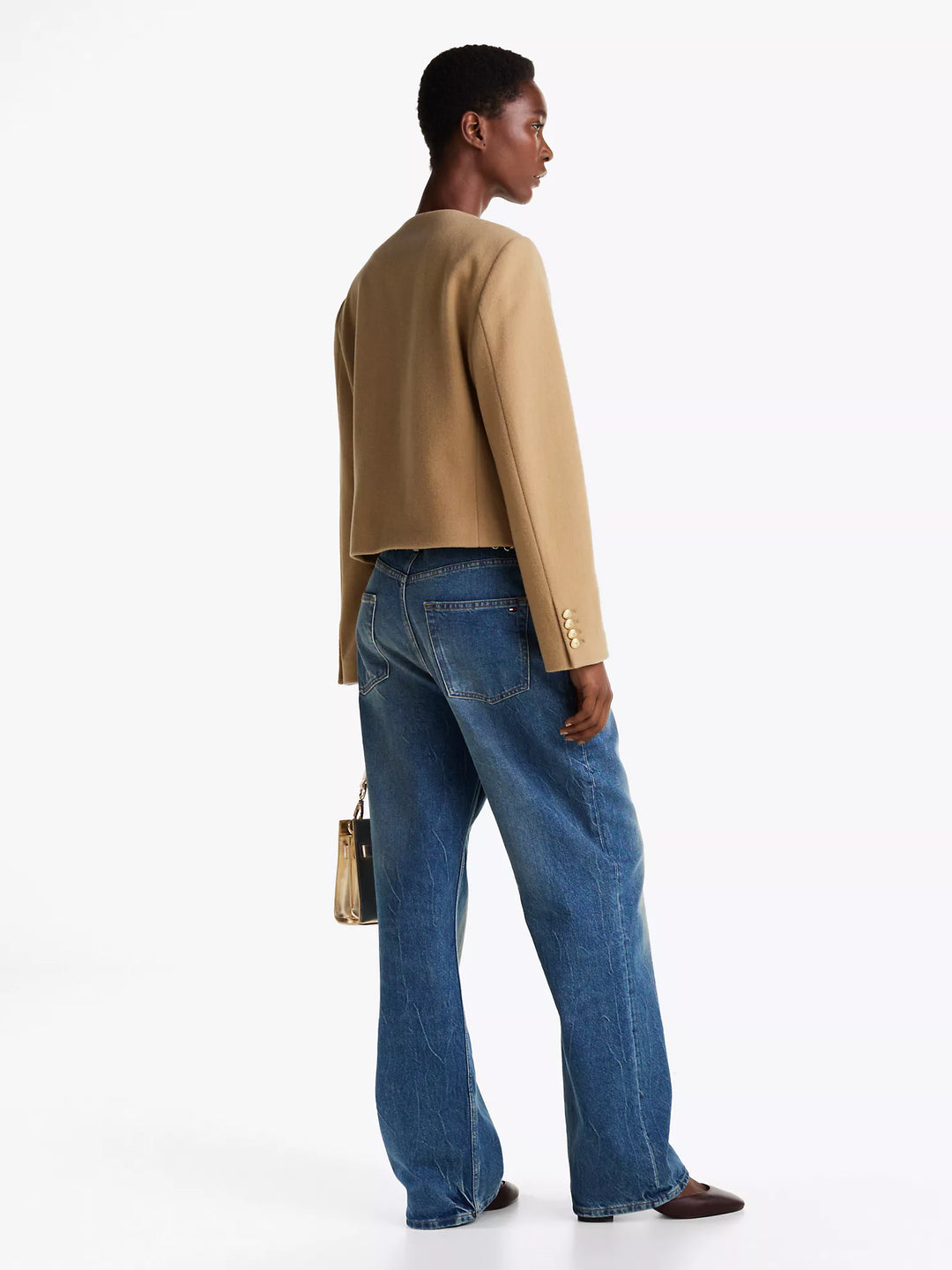 Tommy Hilfiger Wool-Blend Gold Button Cropped Jacket