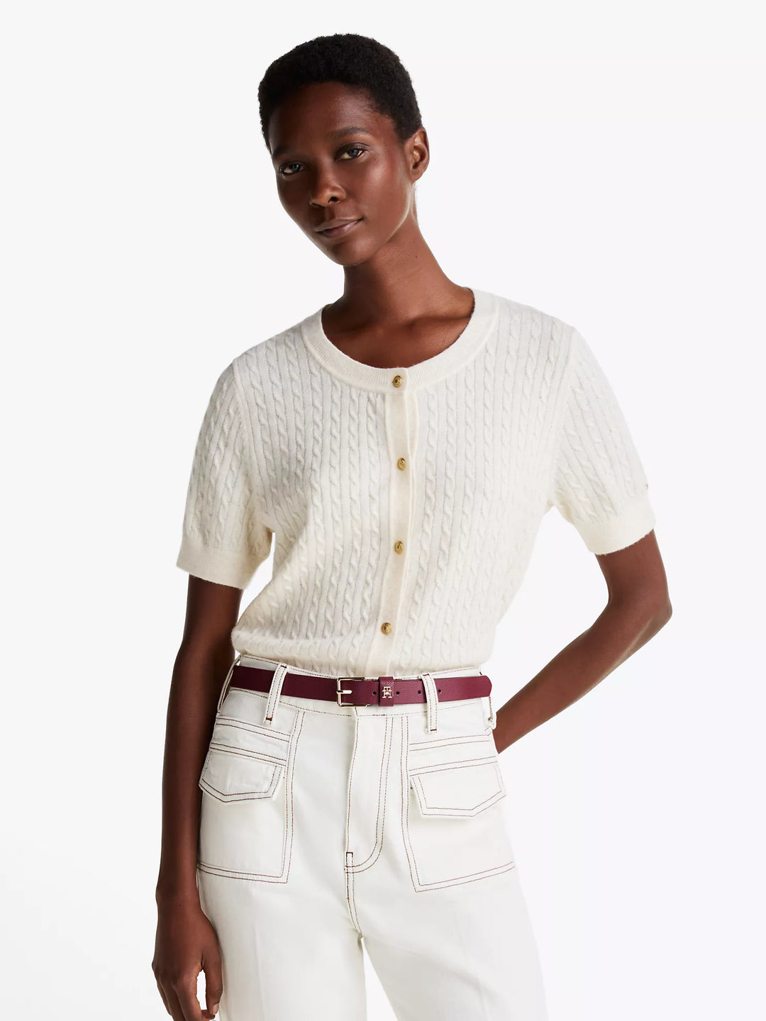 Tommy Hilfiger Mini Cable Knit Wool-Blend Cardigan