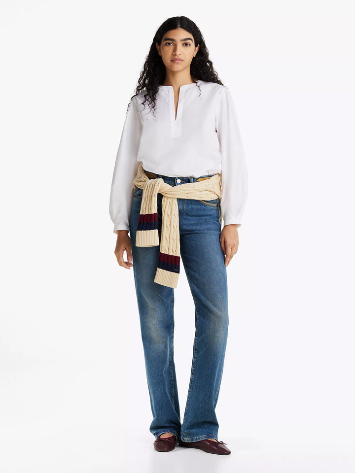 Tommy Hilfiger Poplin Pullover V-Neck Top