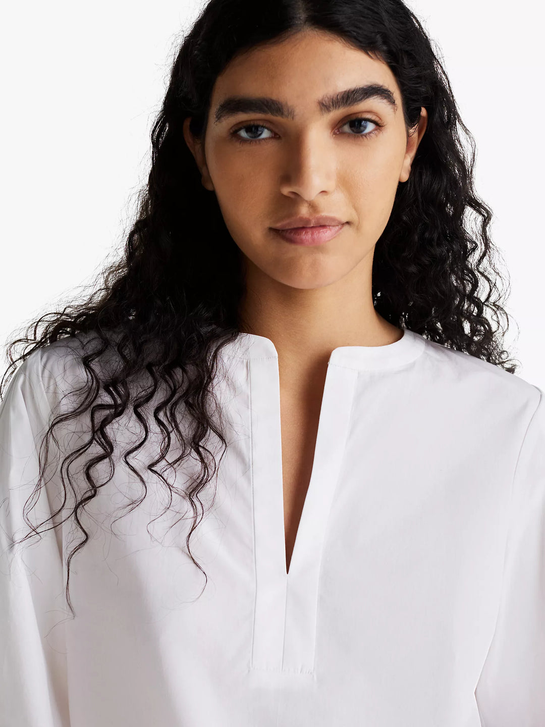 Tommy Hilfiger Poplin Pullover V-Neck Top