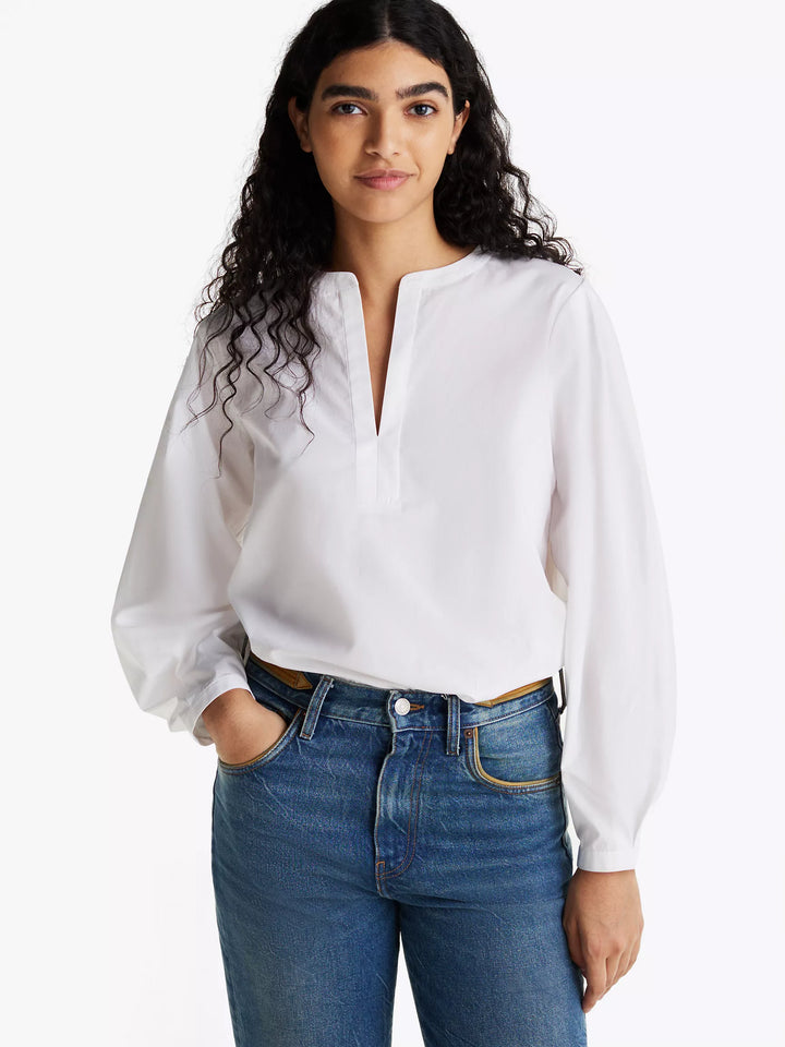 Tommy Hilfiger Poplin Pullover V-Neck Top