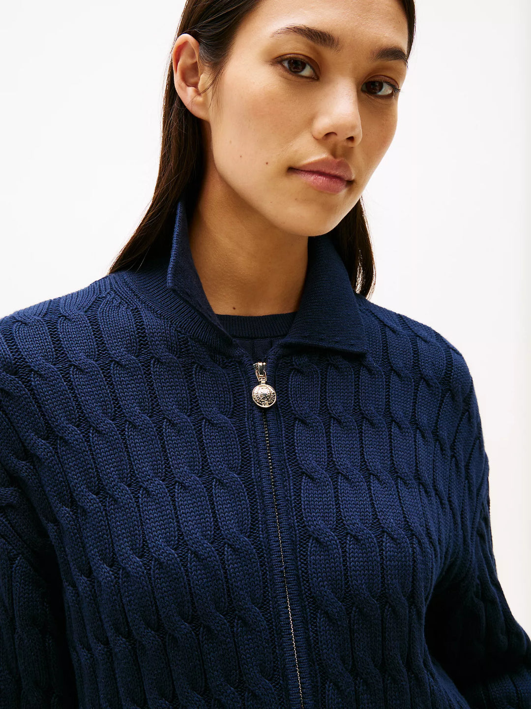 Tommy Hilfiger Cable Knit Boxy Zip Cardigan