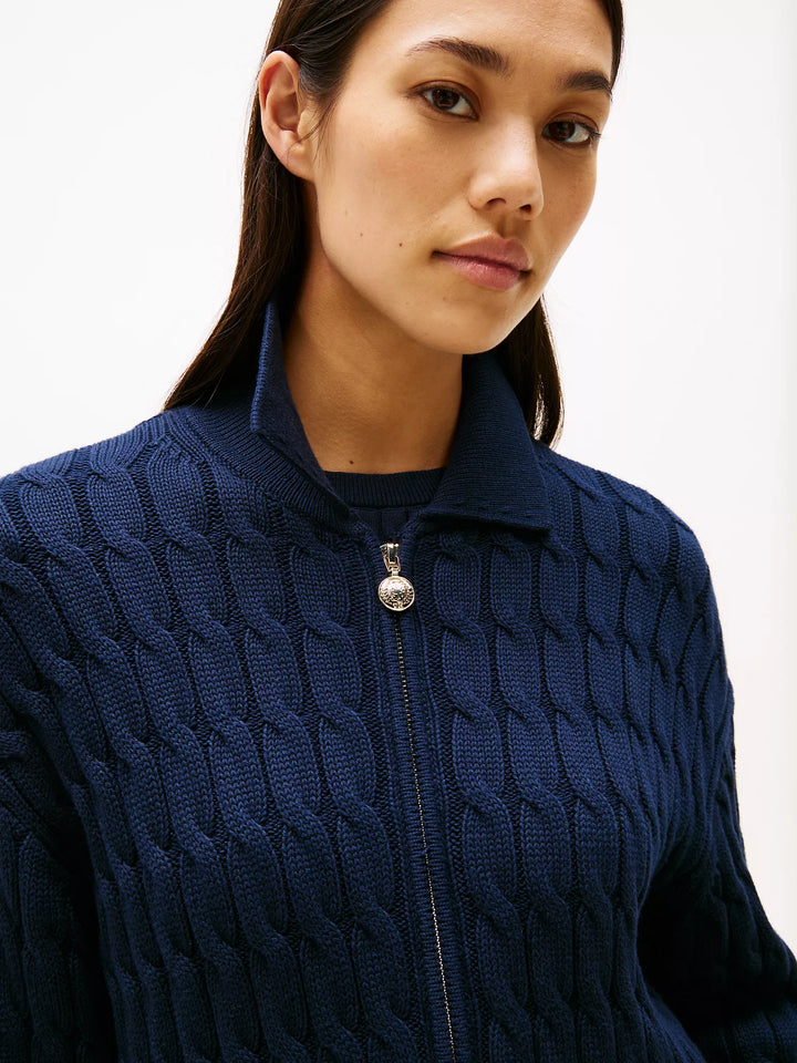 Tommy Hilfiger Cable Knit Boxy Zip Cardigan