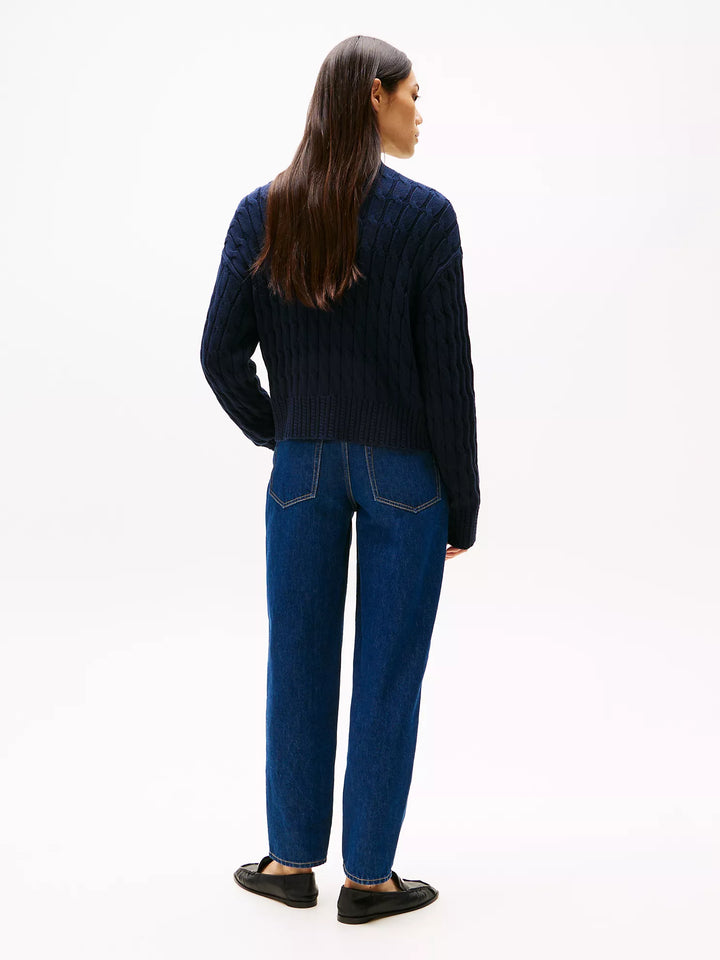 Tommy Hilfiger Cable Knit Boxy Zip Cardigan