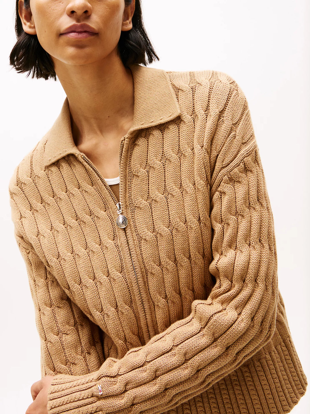Tommy Hilfiger Cable Knit Boxy Zip Cardigan