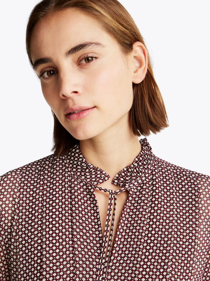 Tommy Hilfiger Ruffle Collar Pleated Georgette Dress