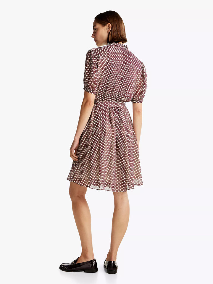 Tommy Hilfiger Ruffle Collar Pleated Georgette Dress