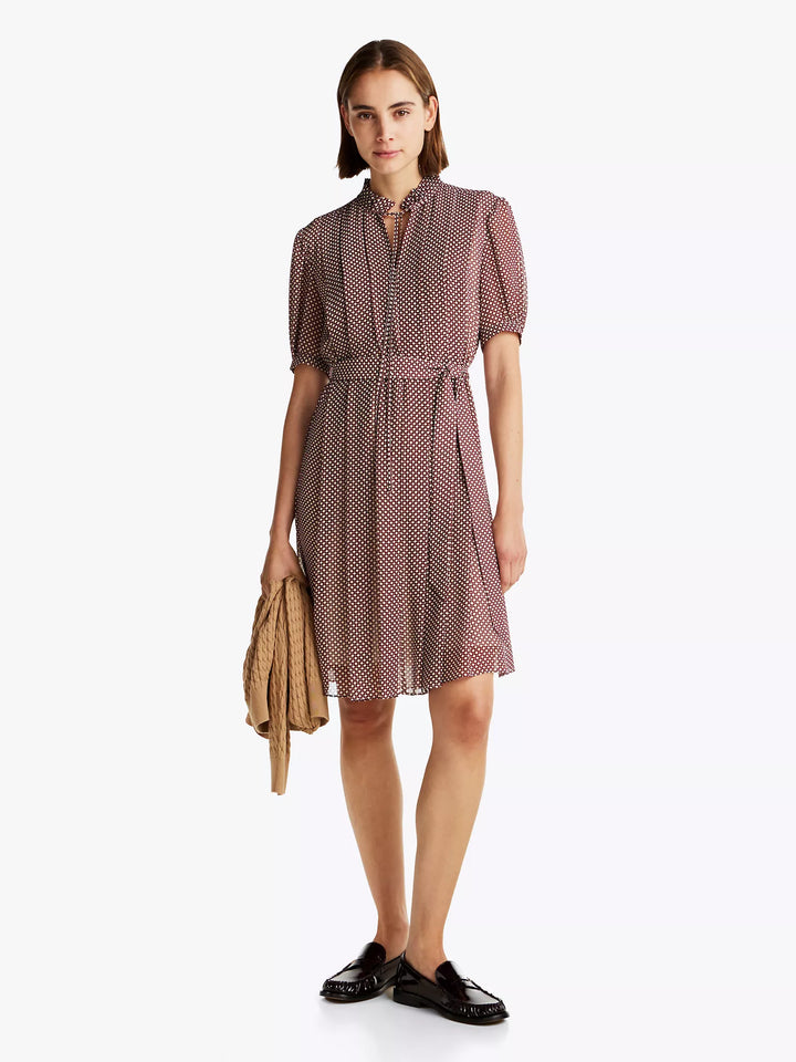 Tommy Hilfiger Ruffle Collar Pleated Georgette Dress