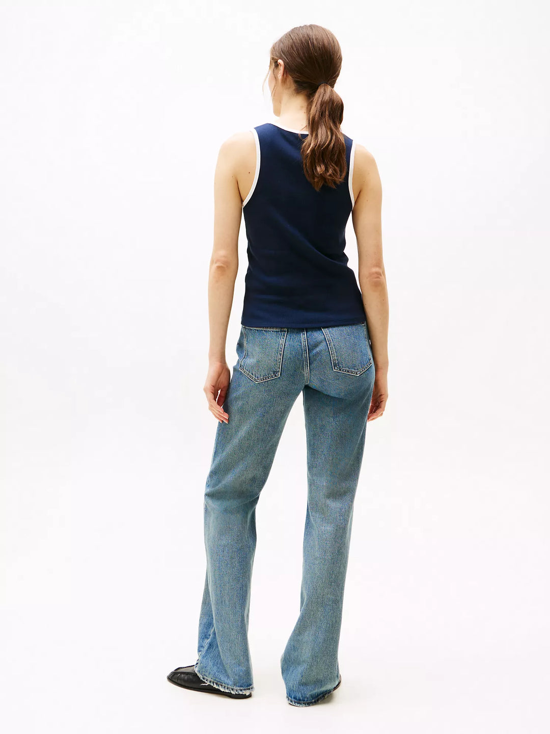 Tommy Hilfiger Ribbed Stretch-Cotton V-Neck Tank