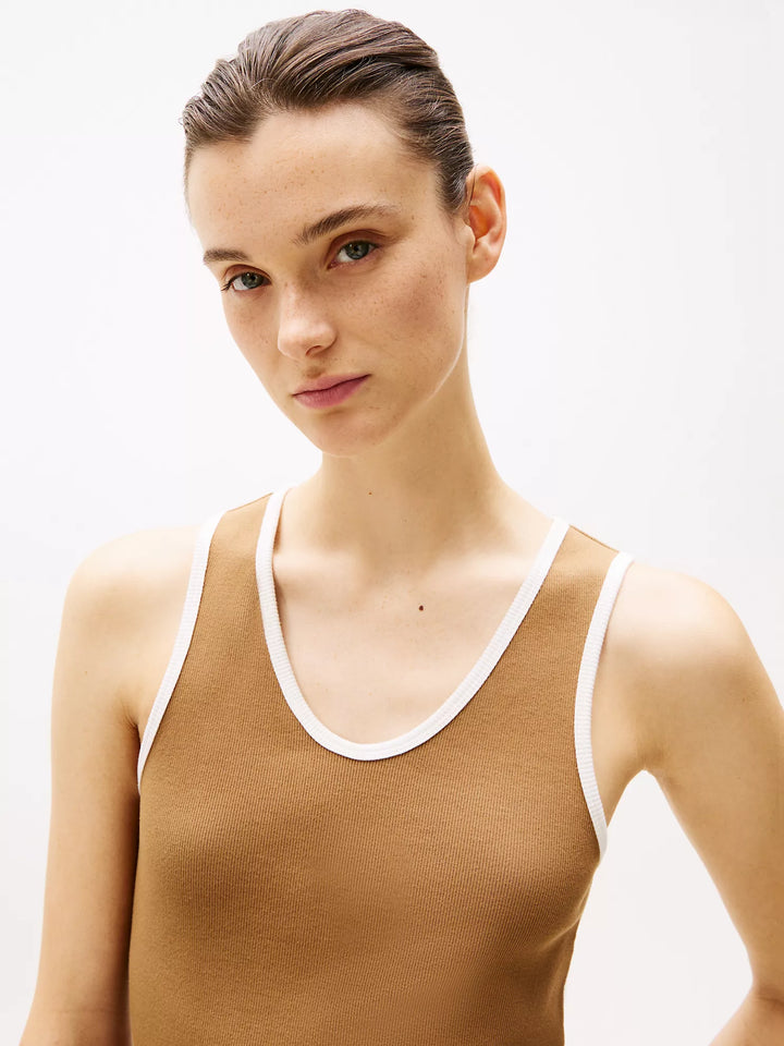 Tommy Hilfiger Ribbed Stretch-Cotton V-Neck Tank