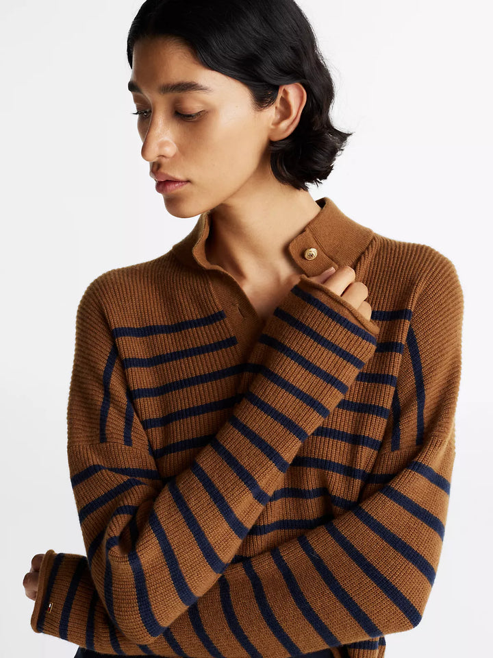 Tommy Hilfiger Gold-Tone Button Polo Sweater