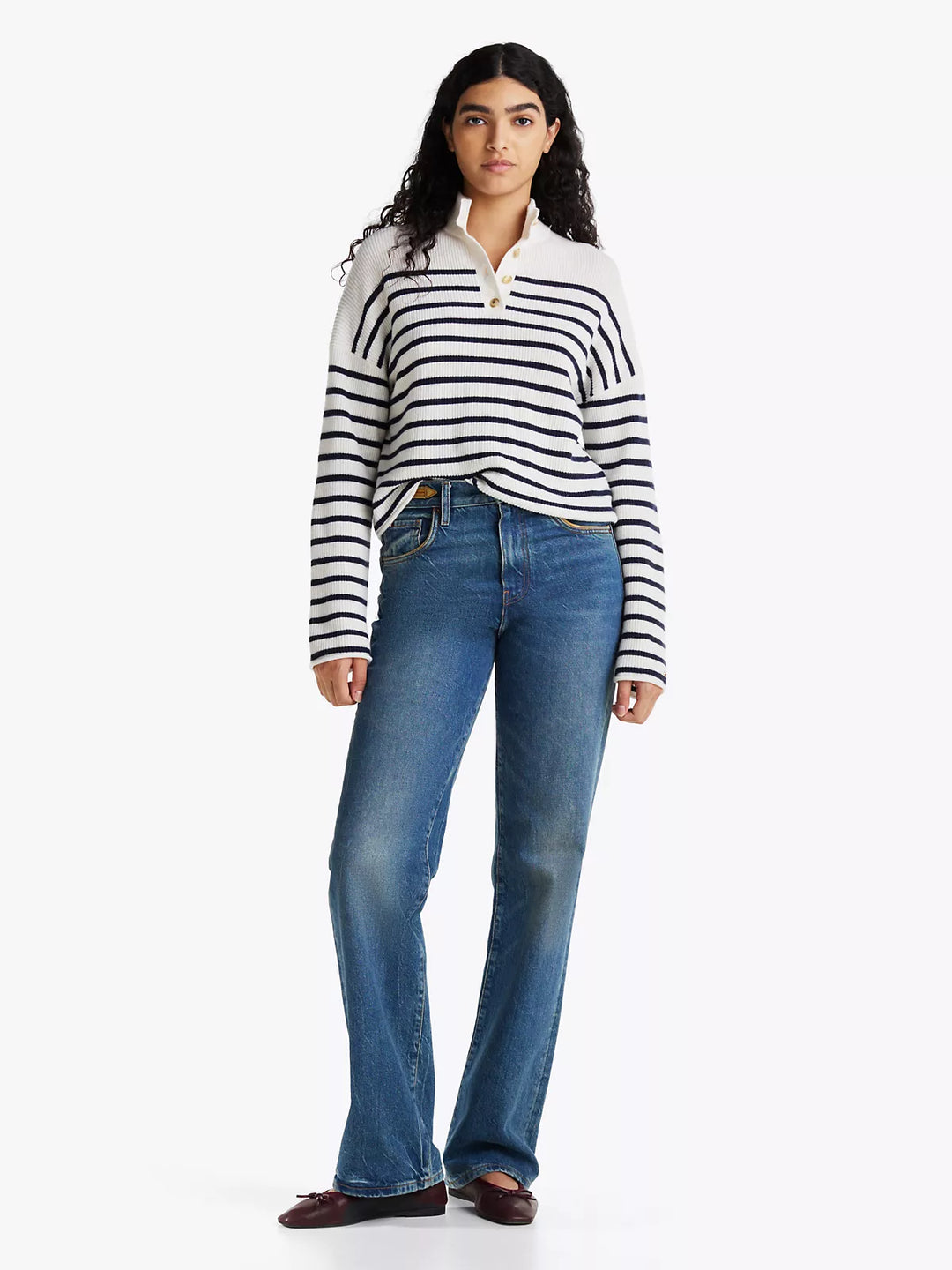 Tommy Hilfiger Gold-Tone Button Polo Sweater